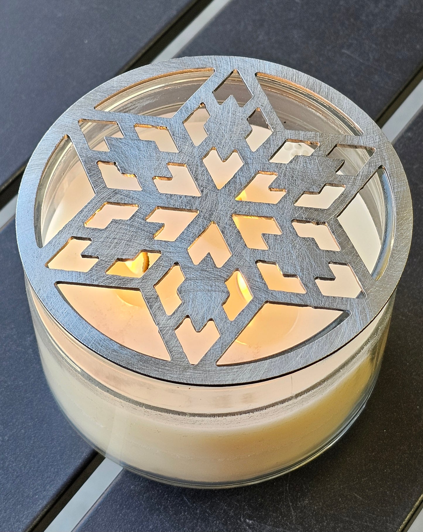 Celestial Star Candle Topper – Metal Candle Lid for Even Burn – Prevents Tunneling – Geometric Star Jar Candle Cover– Decorative Metal Candle Lid