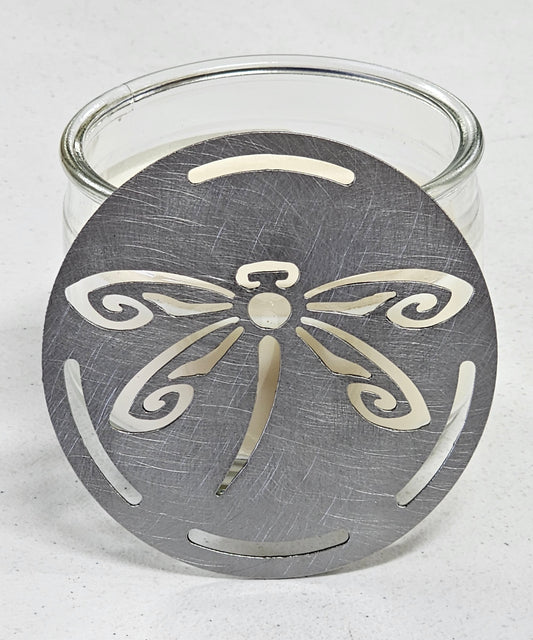 Dragonfly Metal Candle Topper – Airflow Metal Lid Prevents Tunneling for Jar Candles | Soot Reducer & Burn Enhancer | Decorative Candle Accessory