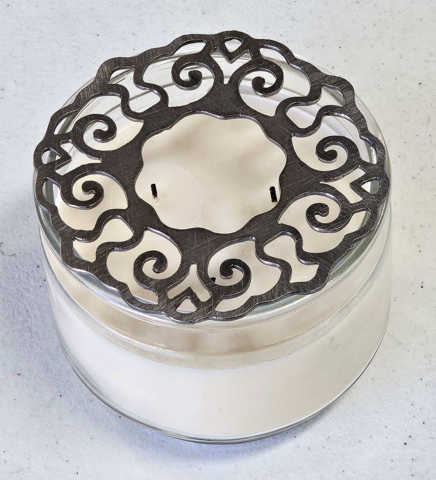 Ornate Iron Lace Candle Topper | Handmade Metal Shade