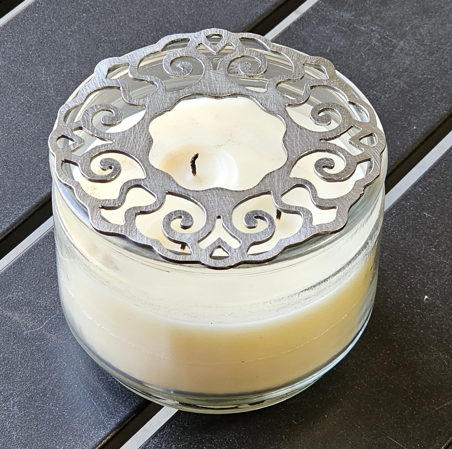 Ornate Iron Lace Candle Topper | Handmade Metal Shade