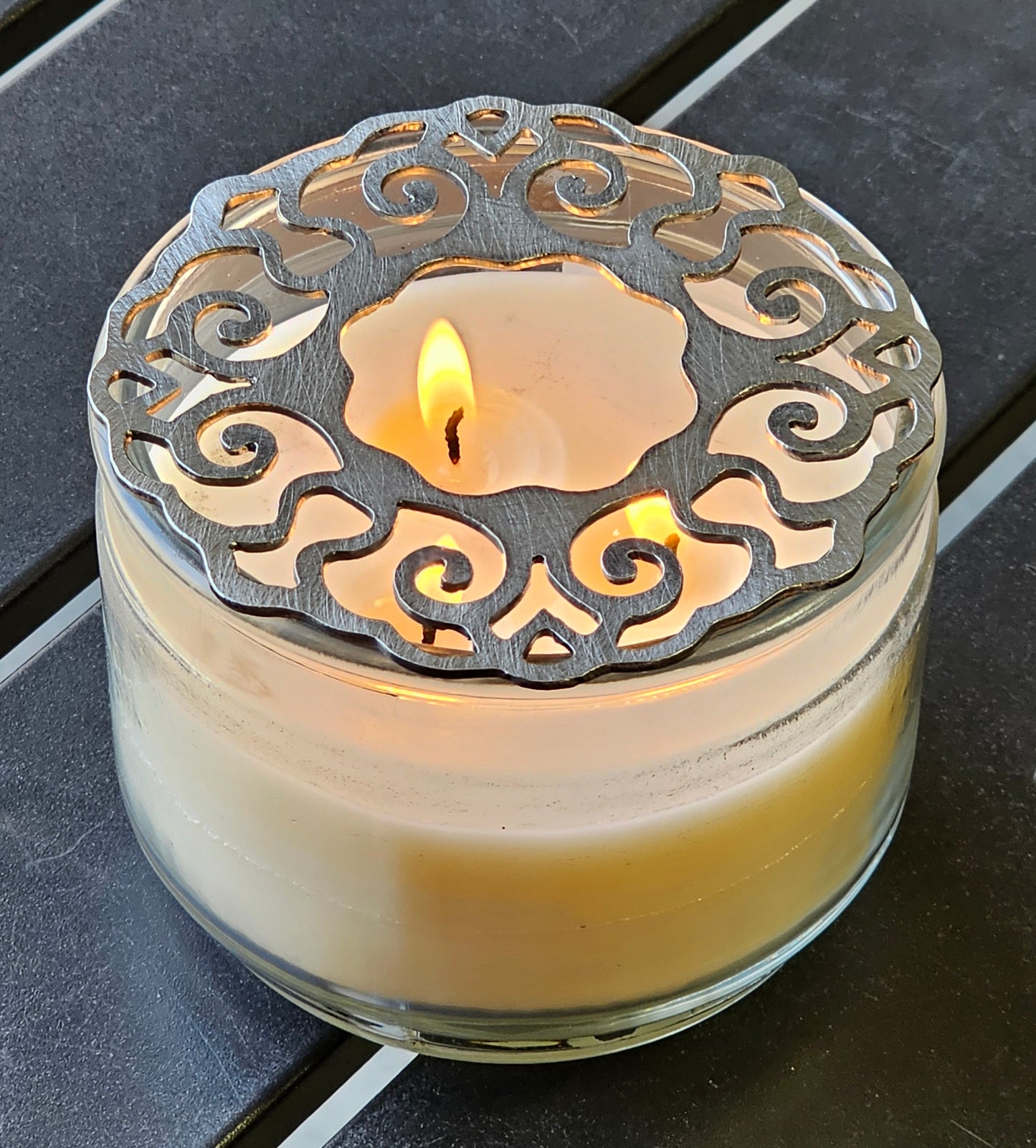 Ornate Iron Lace Candle Topper | Handmade Metal Shade