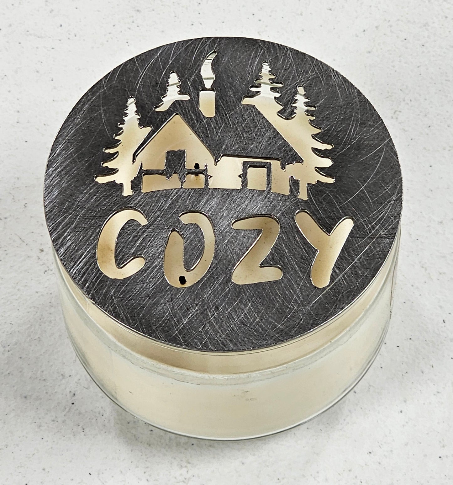 Cozy Candle Topper – Metal Jar Candle Lid for Even Burn & Rustic Home Decor