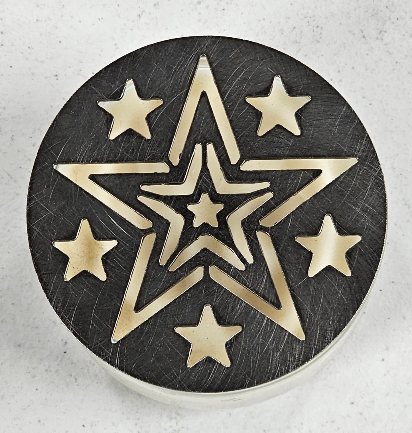 Rustic Star Candle Topper – Metal Jar Candle Lid with Layered Stars – Farmhouse, Country, and Western Candle Décor