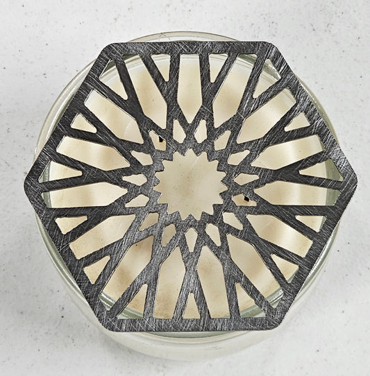 Hexed Sanctuary Candle Topper – Metal Geometric Jar Candle Accessory for Modern & Spiritual Decor