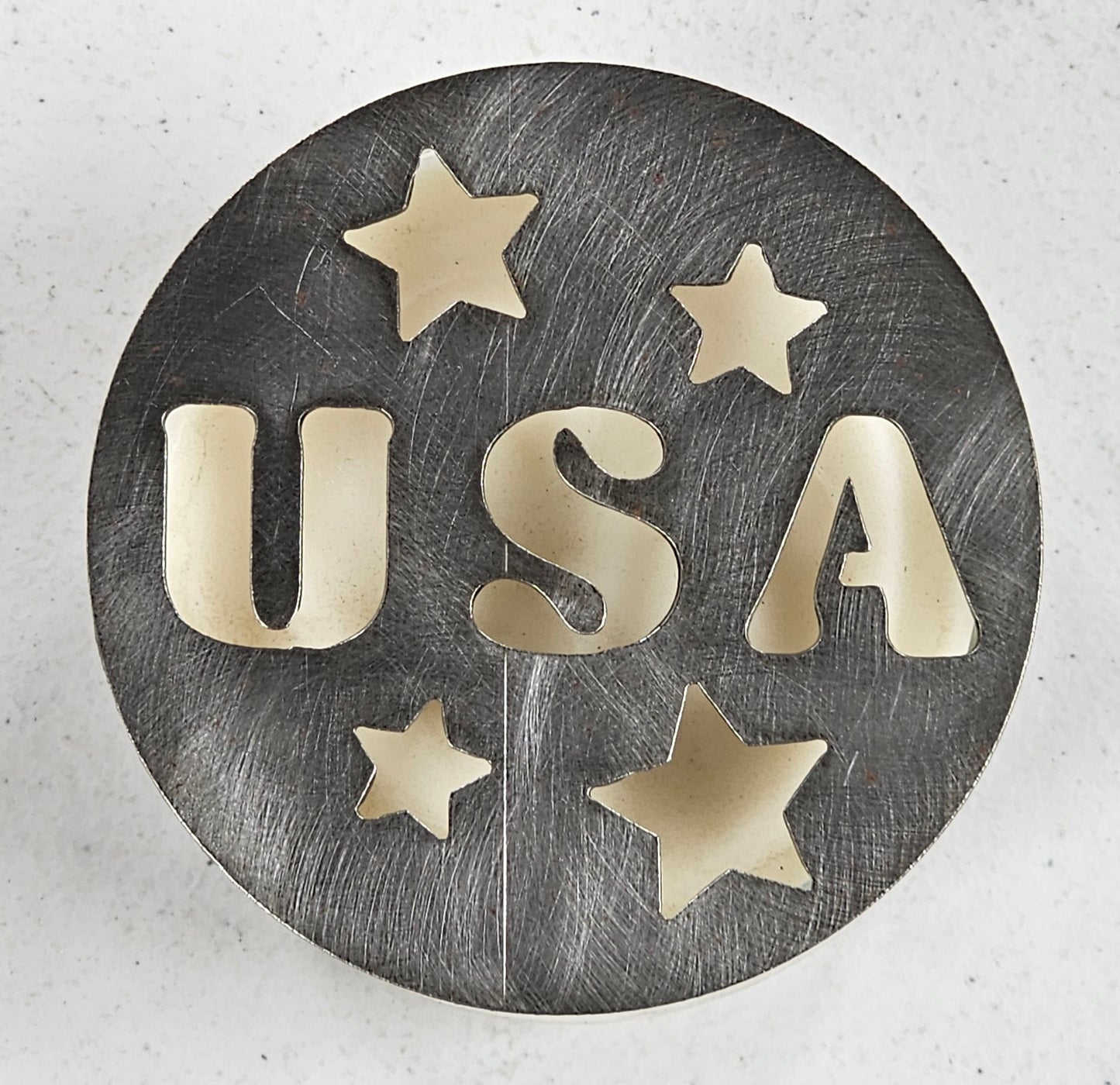 USA Metal Candle Topper with Stars – Patriotic Jar Candle Lid