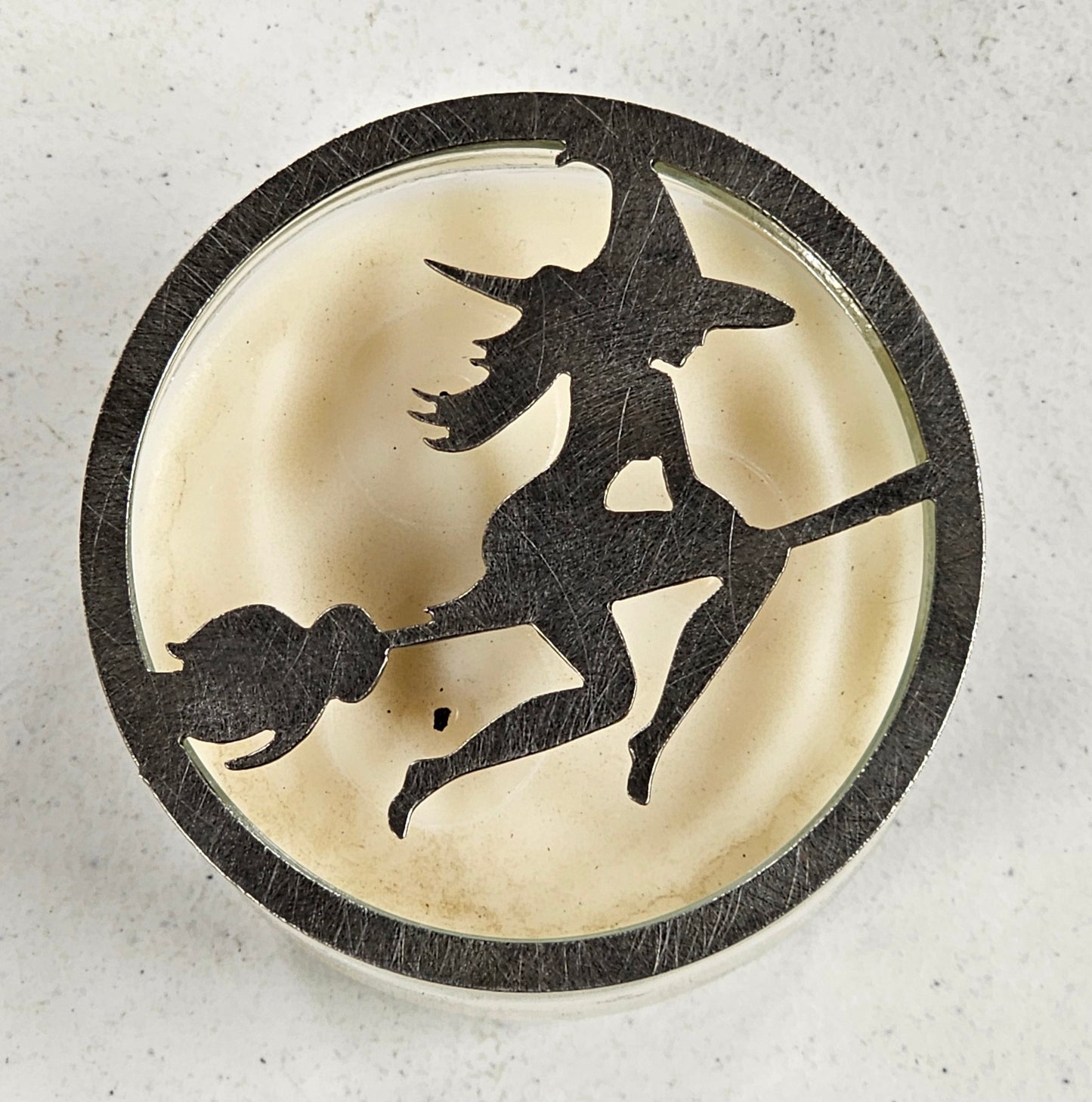 Witch Candle Topper – Metal Halloween Jar Candle Accessory, Halloween Decor for Spooky & Gothic Decor