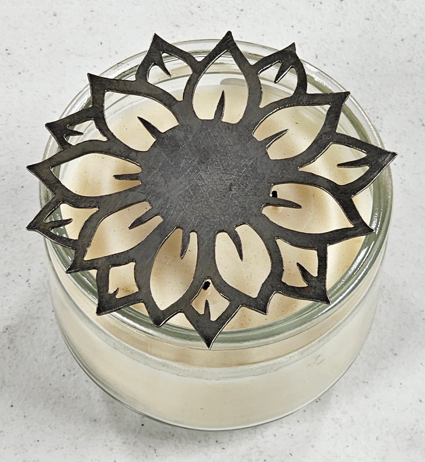 Sunflower Candle Topper | Floral Metal Candle Shade | Decorative Candle Accessory | Rustic Farmhouse Home Decor