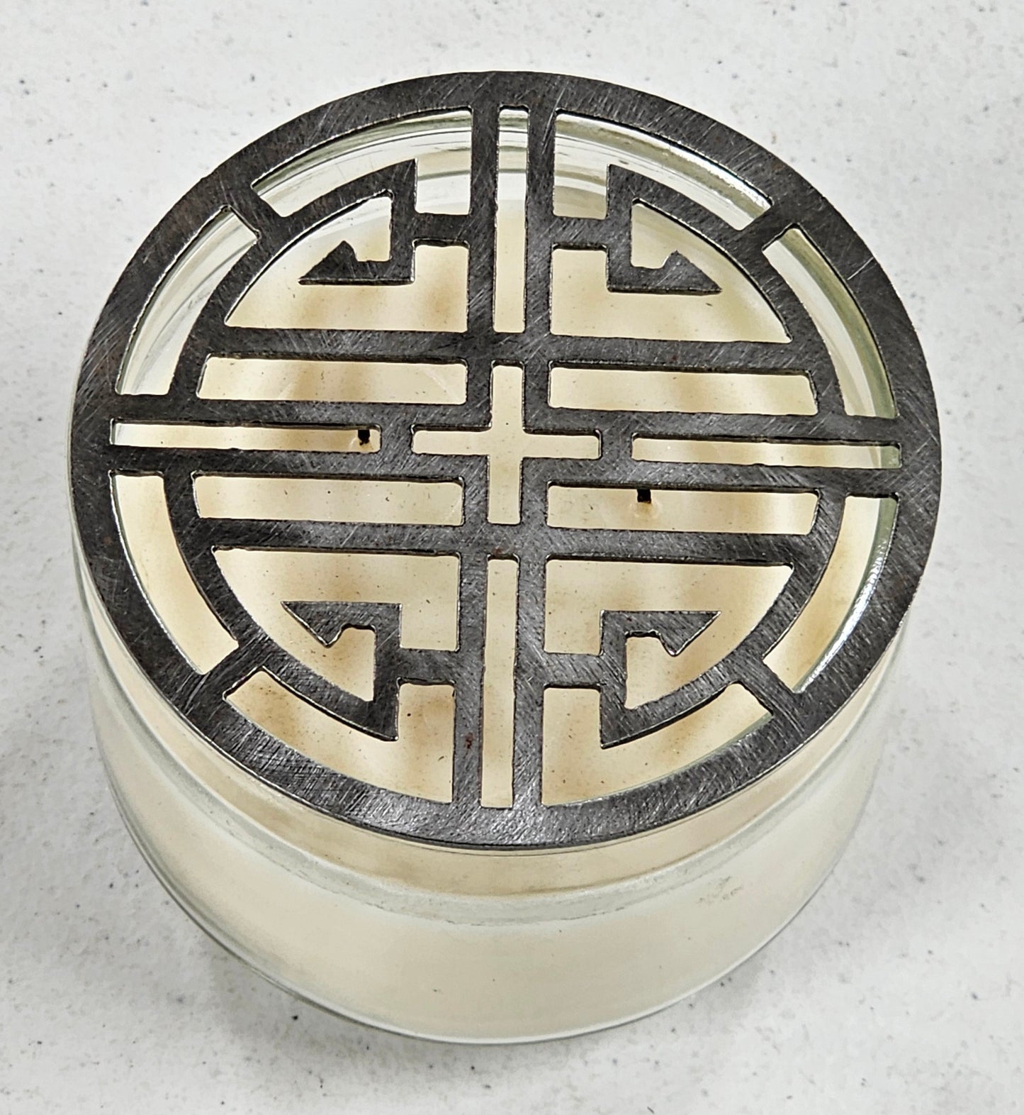 Midnight Lotus Candle Topper – Geometric Metal Jar Candle Lid