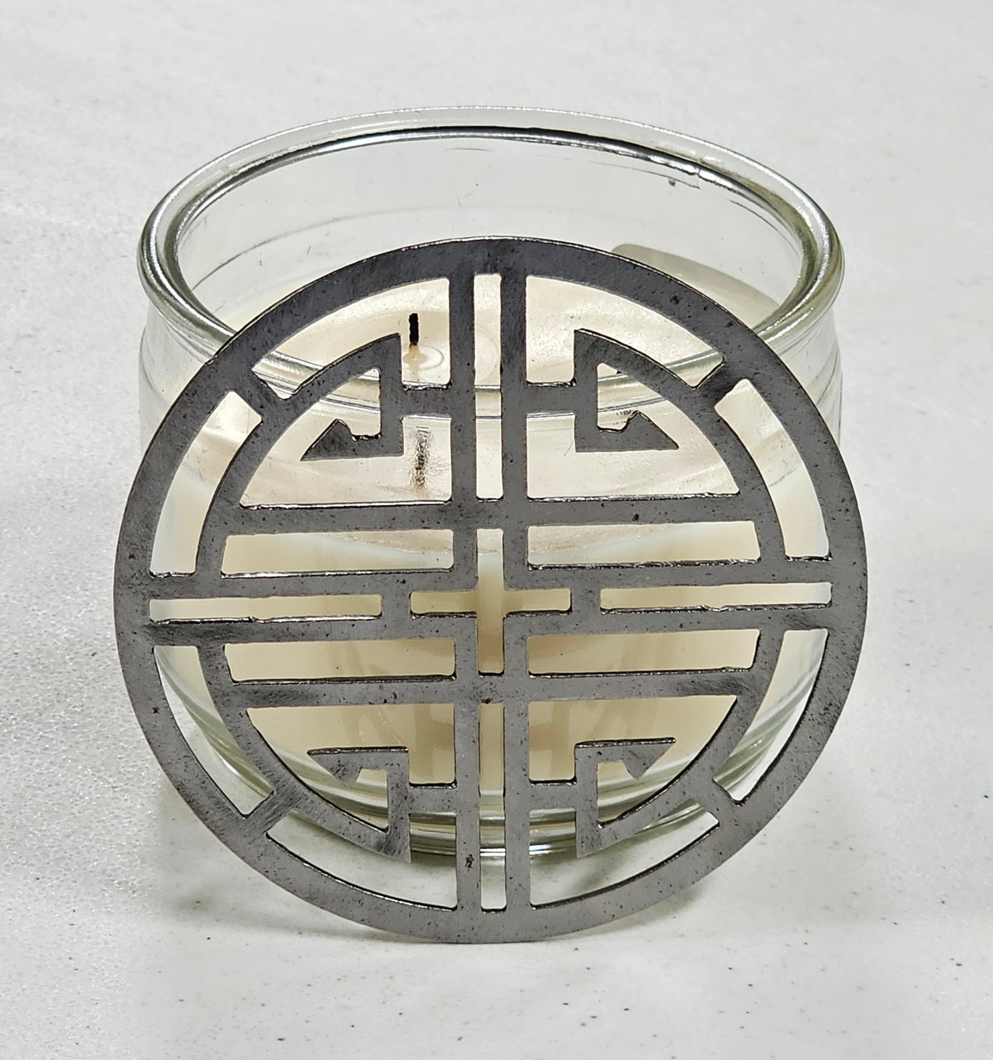 Midnight Lotus Candle Topper – Geometric Metal Jar Candle Lid