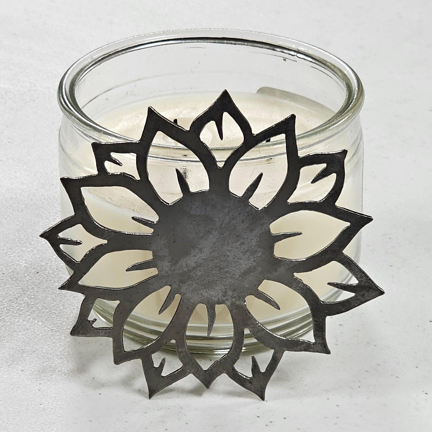 Sunflower Candle Topper | Floral Metal Candle Shade | Decorative Candle Accessory | Rustic Farmhouse Home Decor
