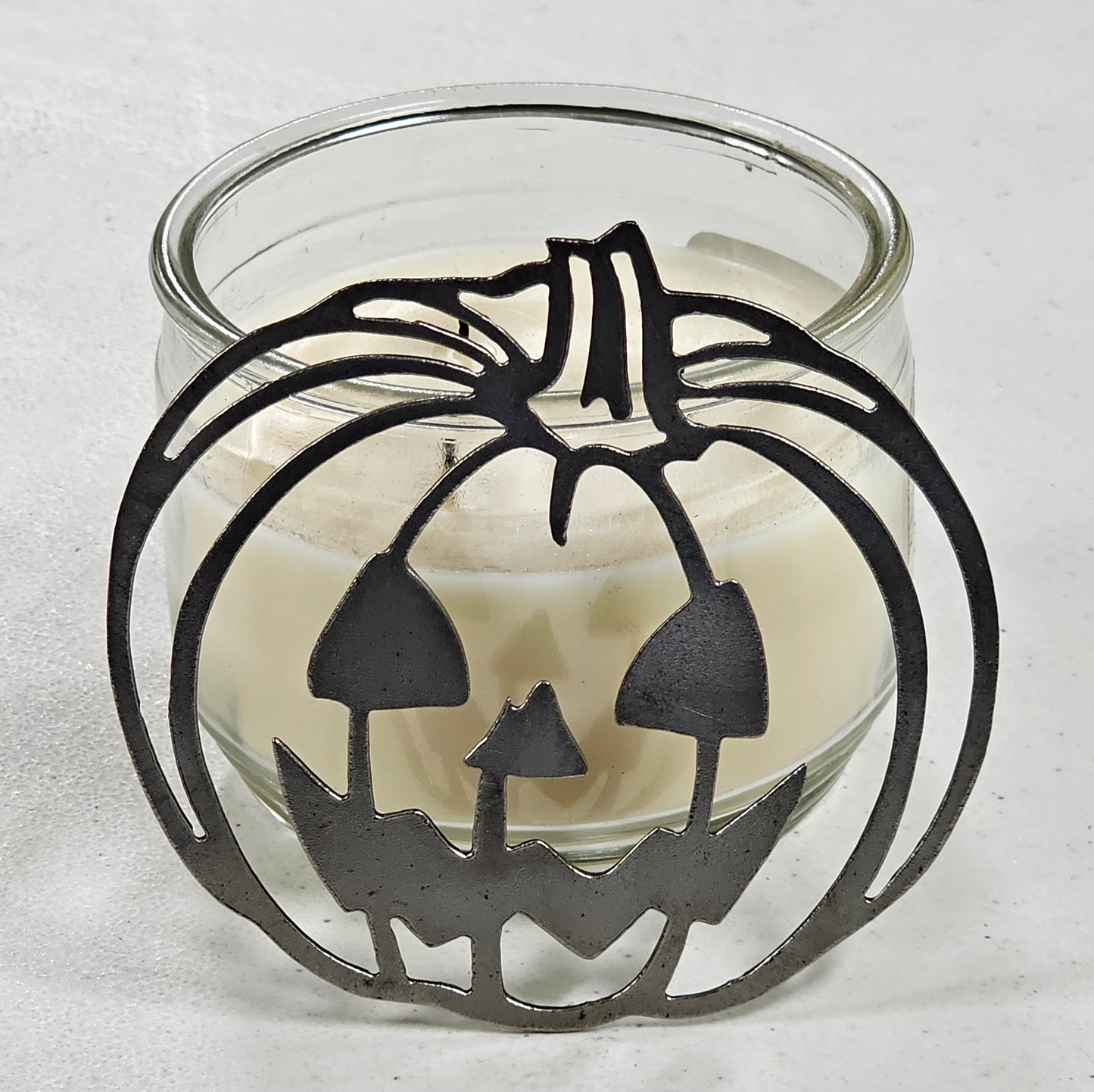 Jack O’ Lantern Candle Topper – Halloween Pumpkin Metal Jar Candle Lid to Prevent Tunneling & Promote Even Burn