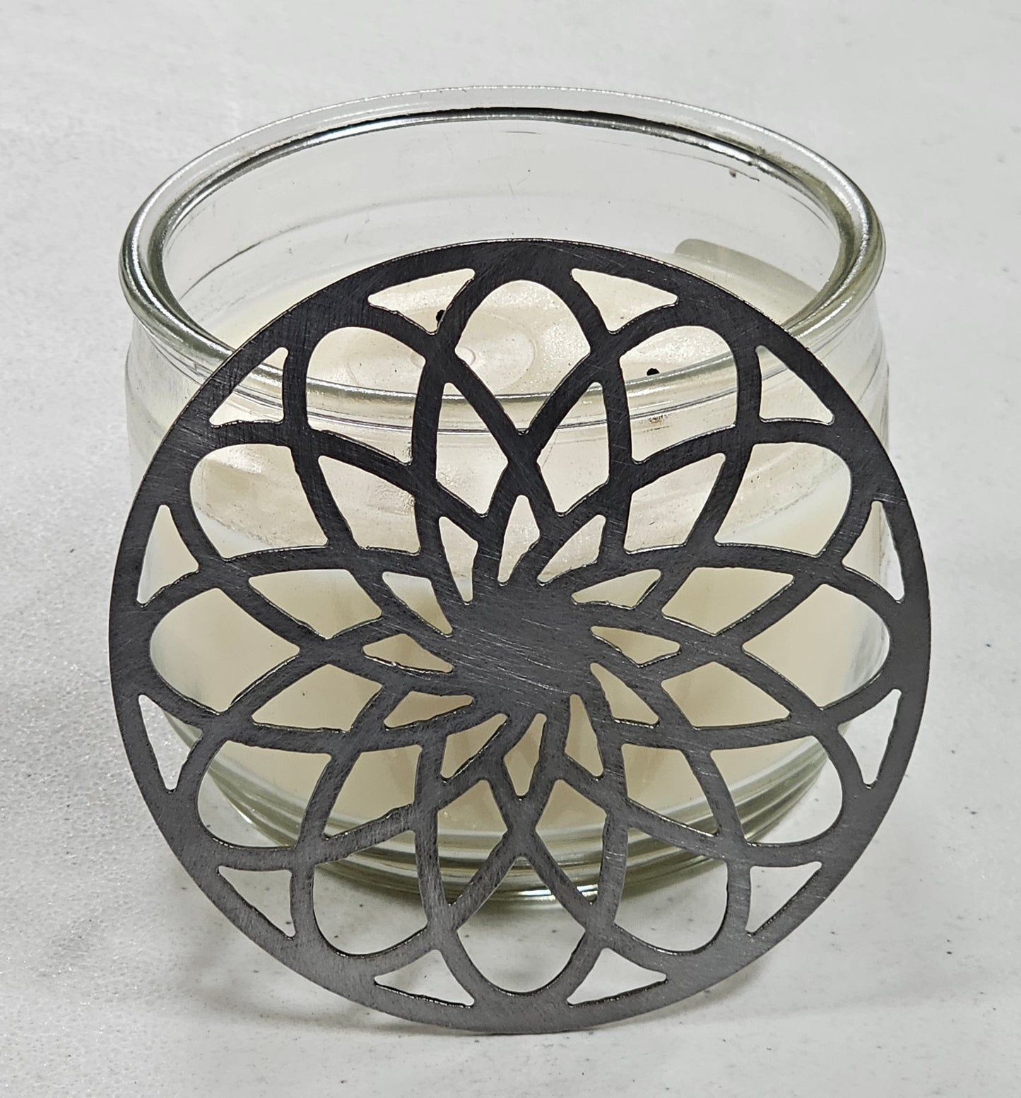 Ornate metal floral candle topper