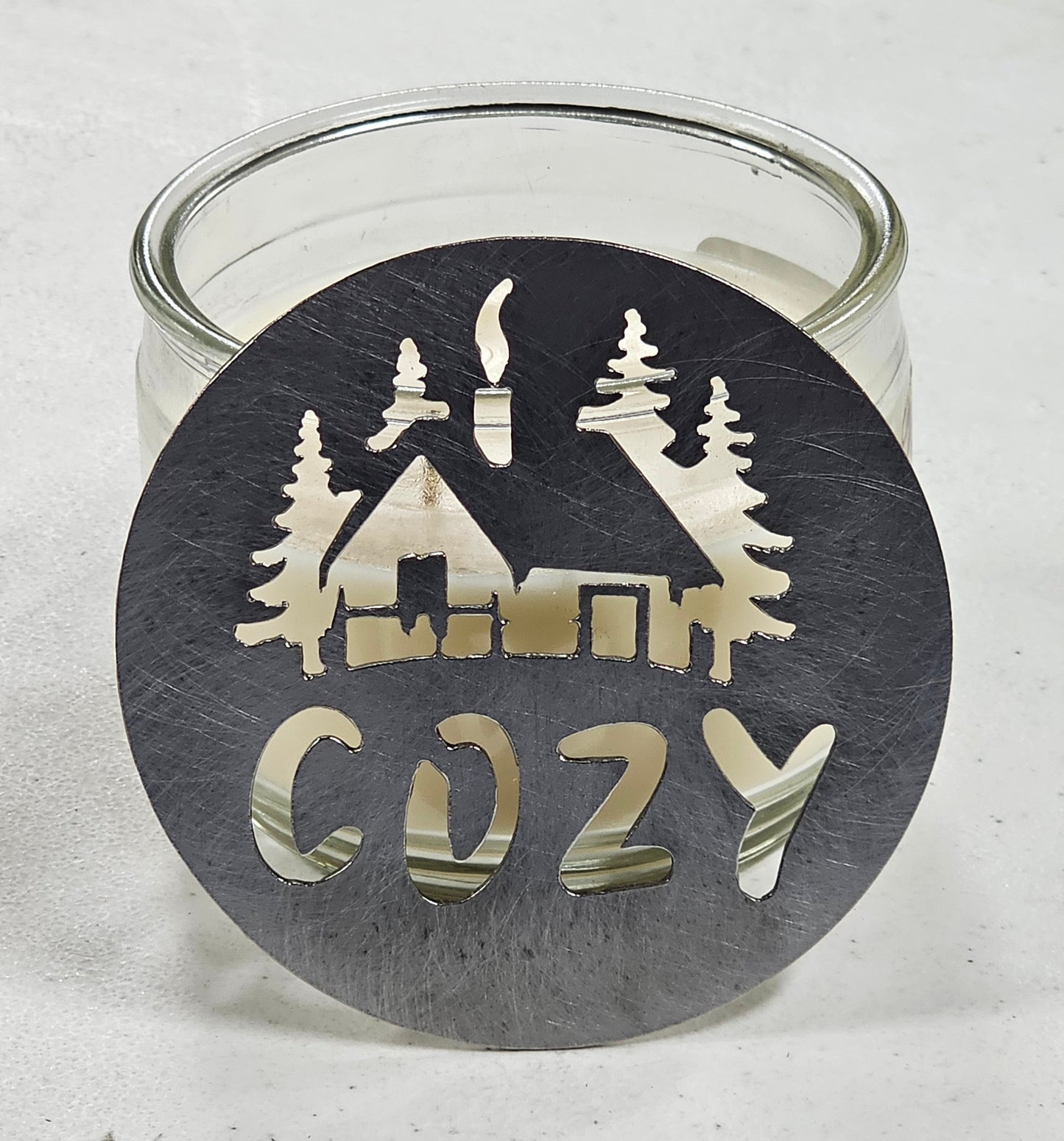 Cozy Candle Topper – Metal Jar Candle Lid for Even Burn & Rustic Home Decor