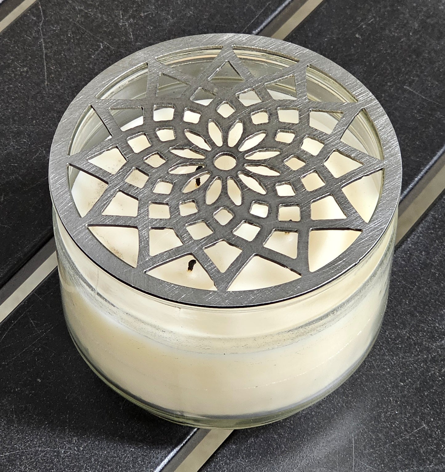 Sunburst Candle Topper | Geometric Jar Candle Lid | Reduce Tunneling