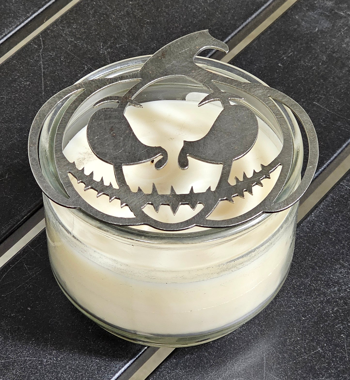Jack the Menace Pumpkin Candle Topper | Halloween Jack O Lantern Jar Candle Lid