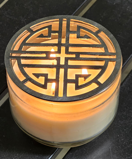 Midnight Lotus Candle Topper – Geometric Metal Jar Candle Lid