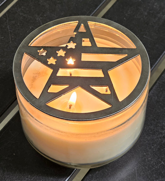 Liberty Star Patriotic Candle Topper | American Flag Jar Candle Lid