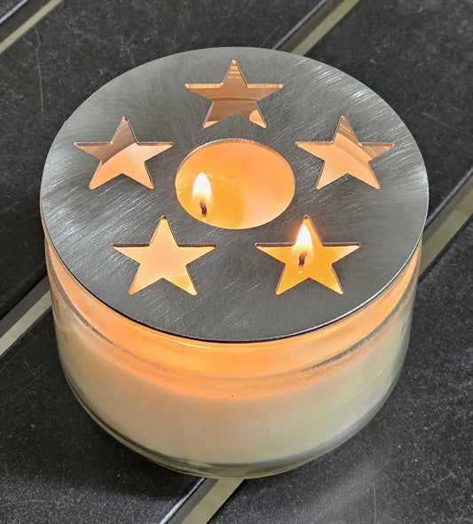 5-Star Metal Candle Topper – Decorative Lid for Jar Candles | Improves Burn & Scent Throw