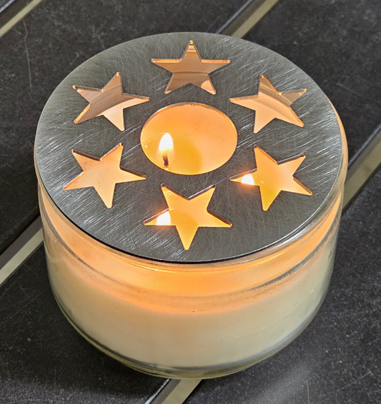 6-Star Candle Topper – Decorative Metal Lid for Jar Candles | Fits Most Standard Sizes