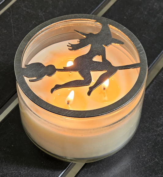 Witch Candle Topper – Metal Halloween Jar Candle Accessory, Halloween Decor for Spooky & Gothic Decor