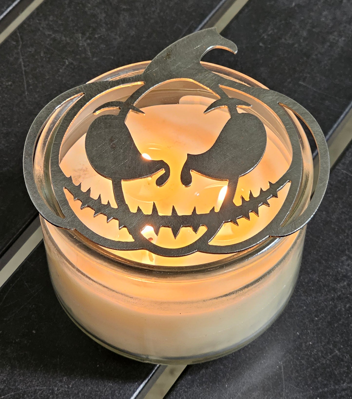 Jack the Menace Pumpkin Candle Topper | Halloween Jack O Lantern Jar Candle Lid