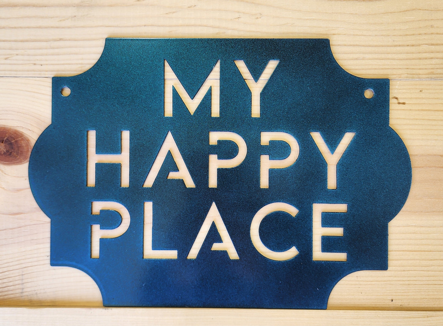 My Happy Place Metal Wall Sign – Rustic Home or Garden Decor