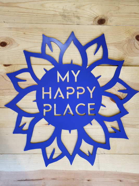 My Happy Place’ Metal Sunflower Sign – Rustic indoor or outdoor Wall Décor- Wall Art