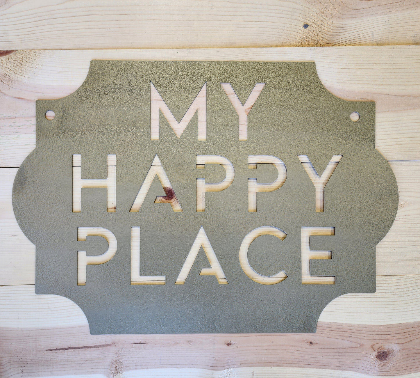 My Happy Place Metal Wall Sign – Rustic Home or Garden Decor