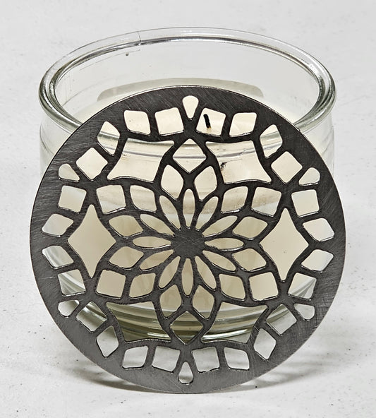 Floral Halo Candle Topper, Metal Candle Lid, Geometric Flower Candle Accessory, Decorative Jar Candle Topper