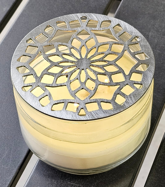 Floral Halo Candle Topper, Metal Candle Lid, Geometric Flower Candle Accessory, Decorative Jar Candle Topper