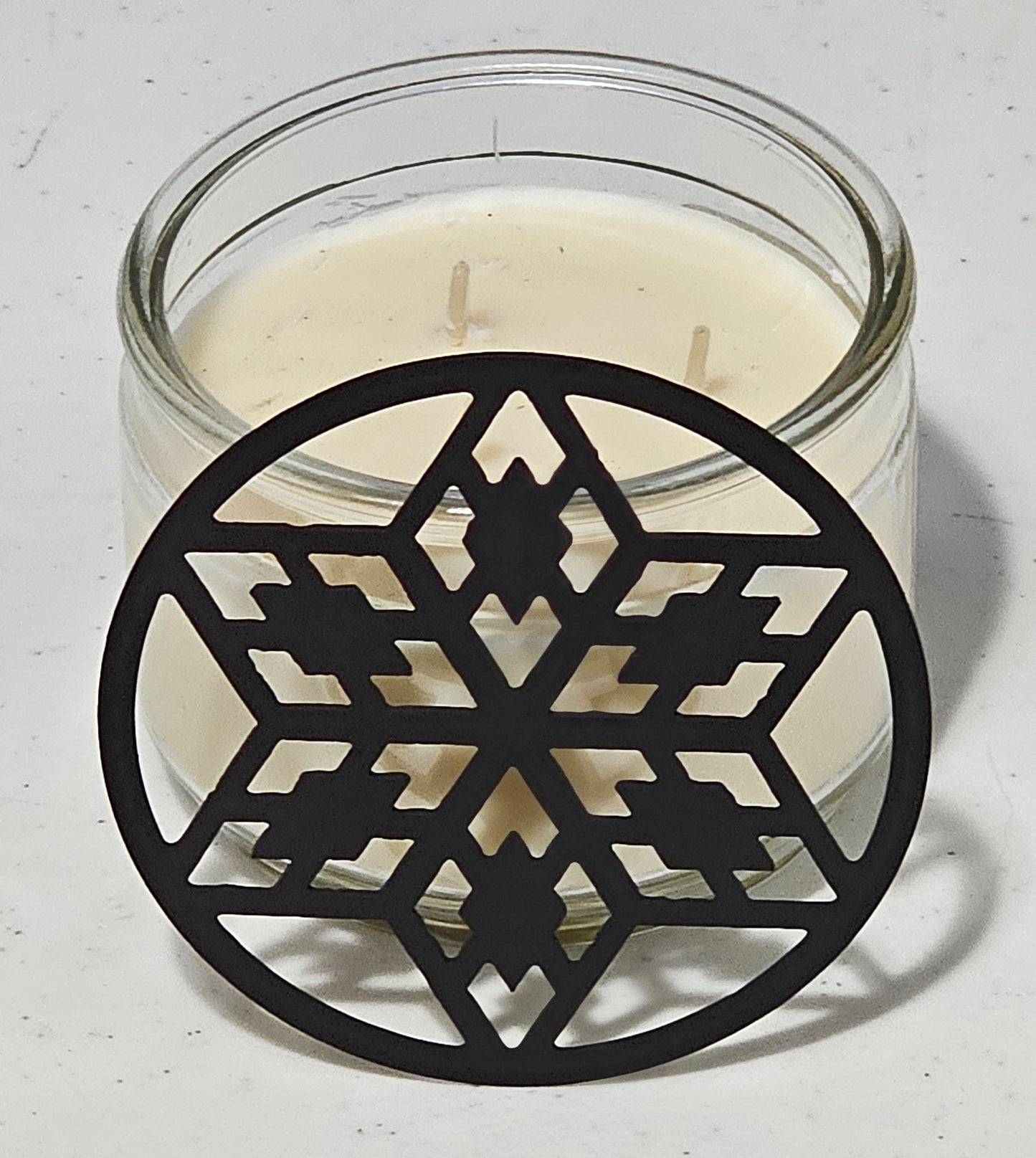 Celestial Star Candle Topper – Metal Candle Lid for Even Burn – Prevents Tunneling – Geometric Star Jar Candle Cover– Decorative Metal Candle Lid