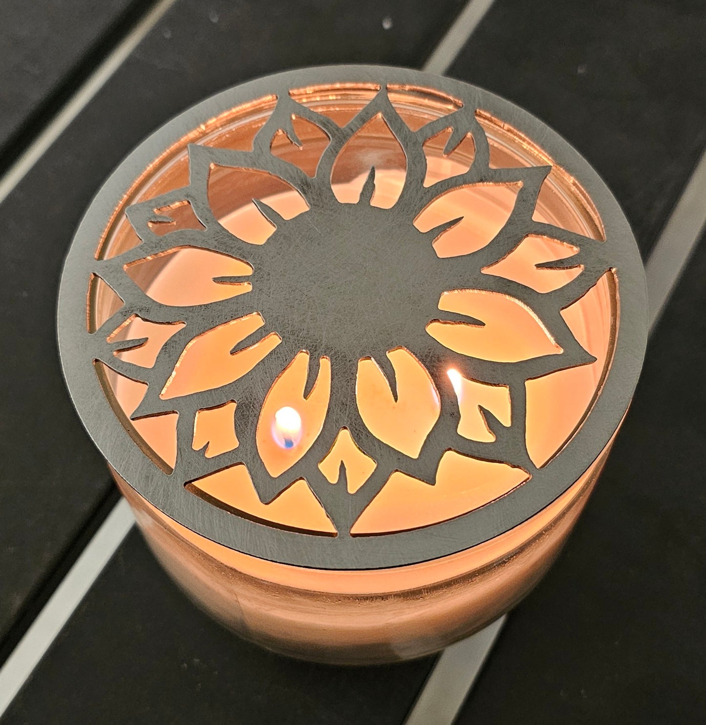 Helianthus Halo Sunflower Metal Candle Topper – Prevents Tunneling and promotes Even Burn