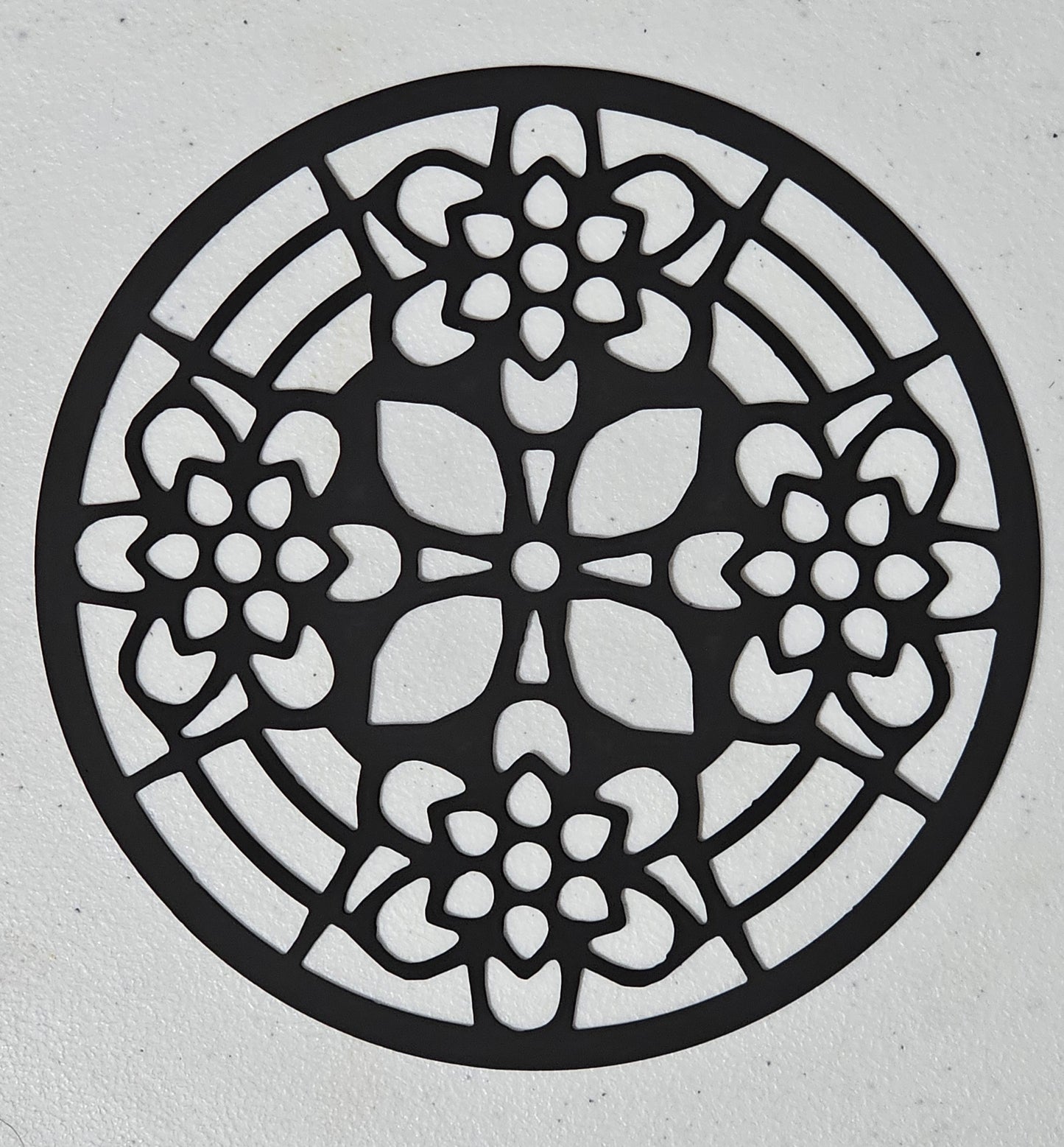 floral candle topper matte black metal pattern