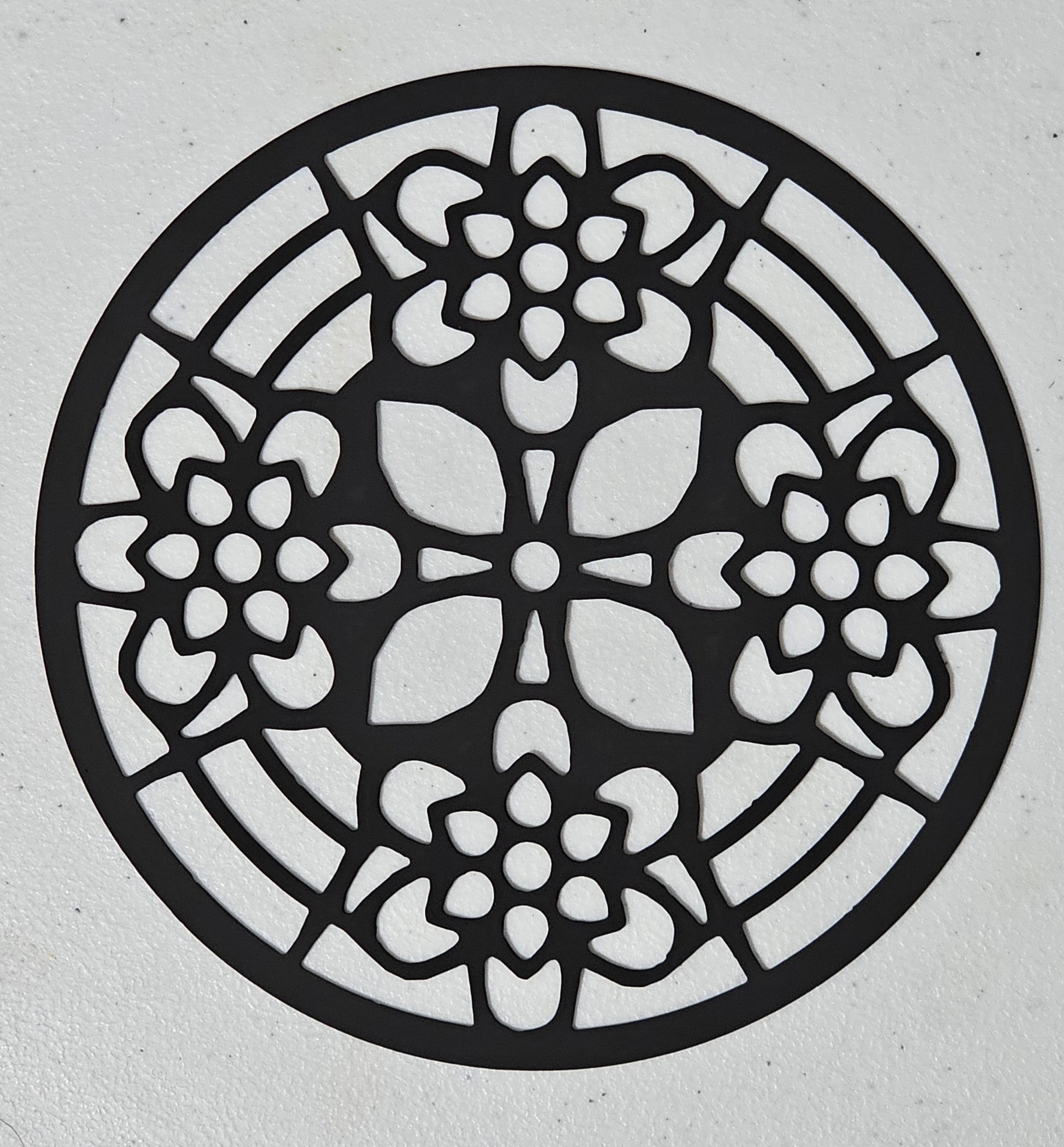 floral candle topper matte black metal pattern