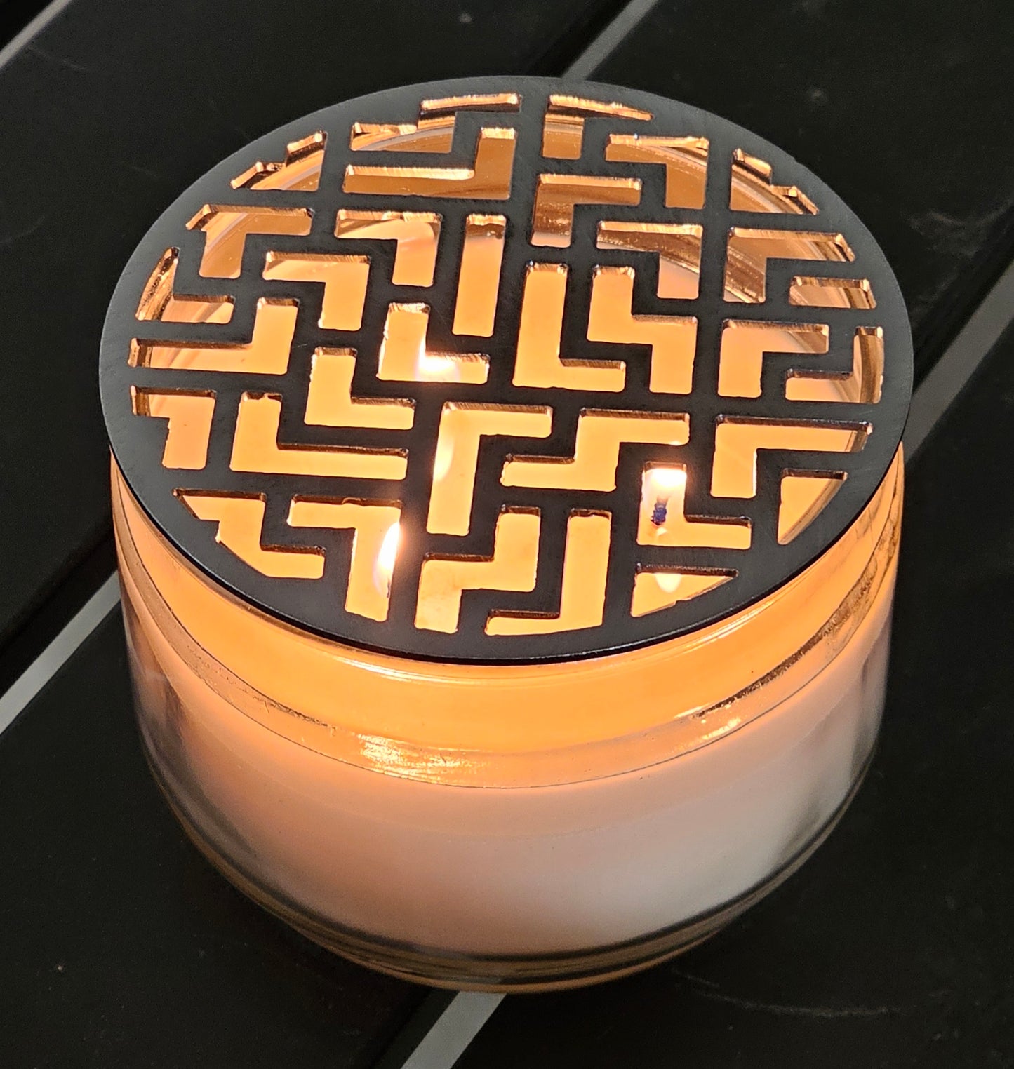Puzzle Candle Topper – Metal Maze Candle Cover for Even Burn & Reduced Tunneling