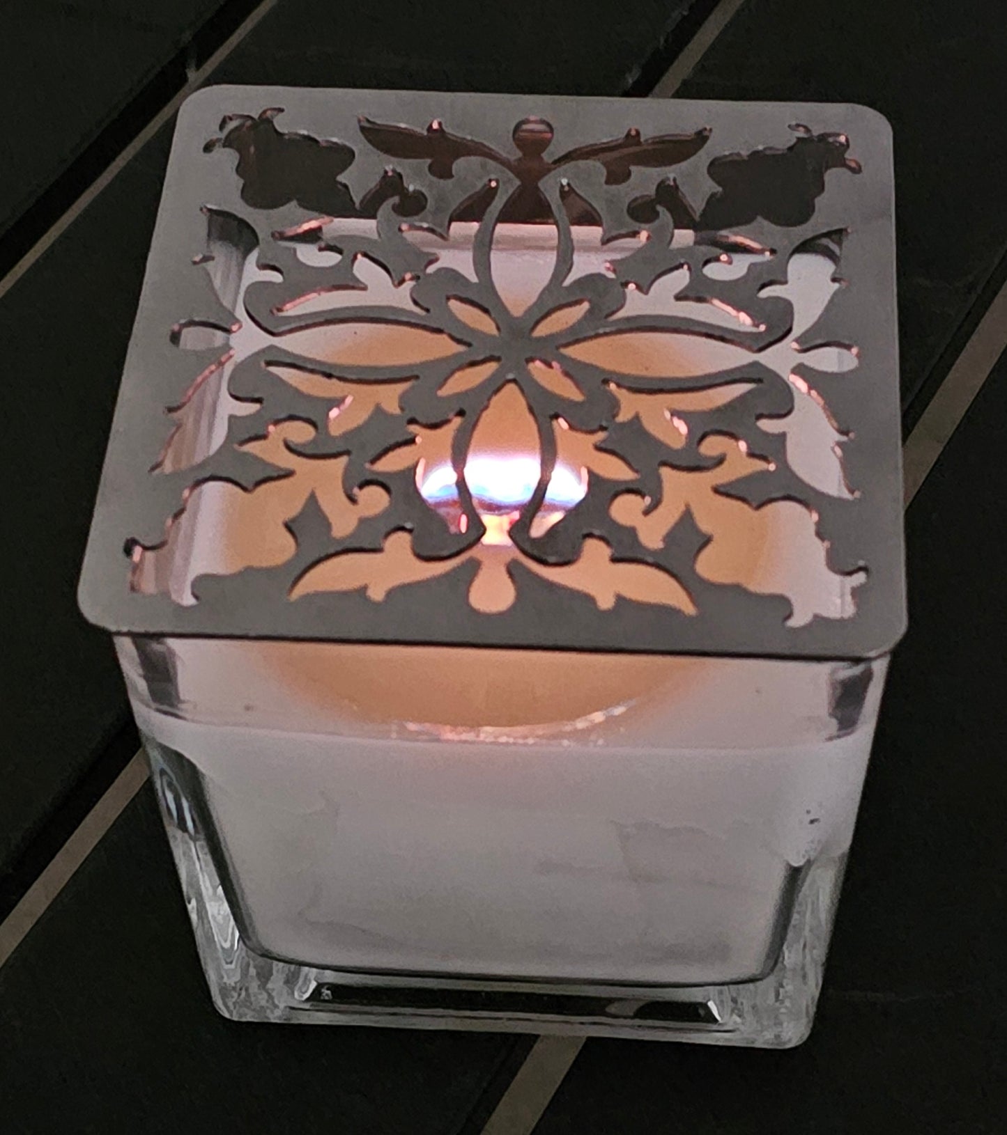 LumiLace Candle Topper – Decorative Metal Jar Candle Lid to Prevent Tunneling & Promote Even Burn
