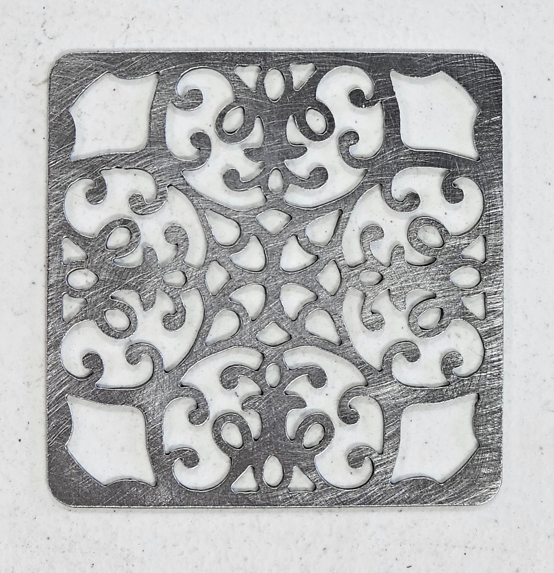 square baroque candle topper ornate filigree metal design
