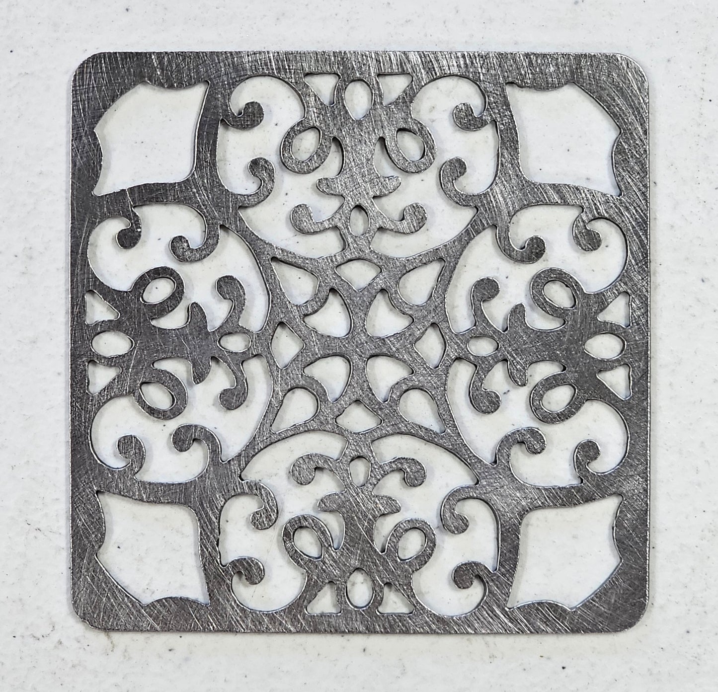 square baroque candle topper ornate filigree metal design