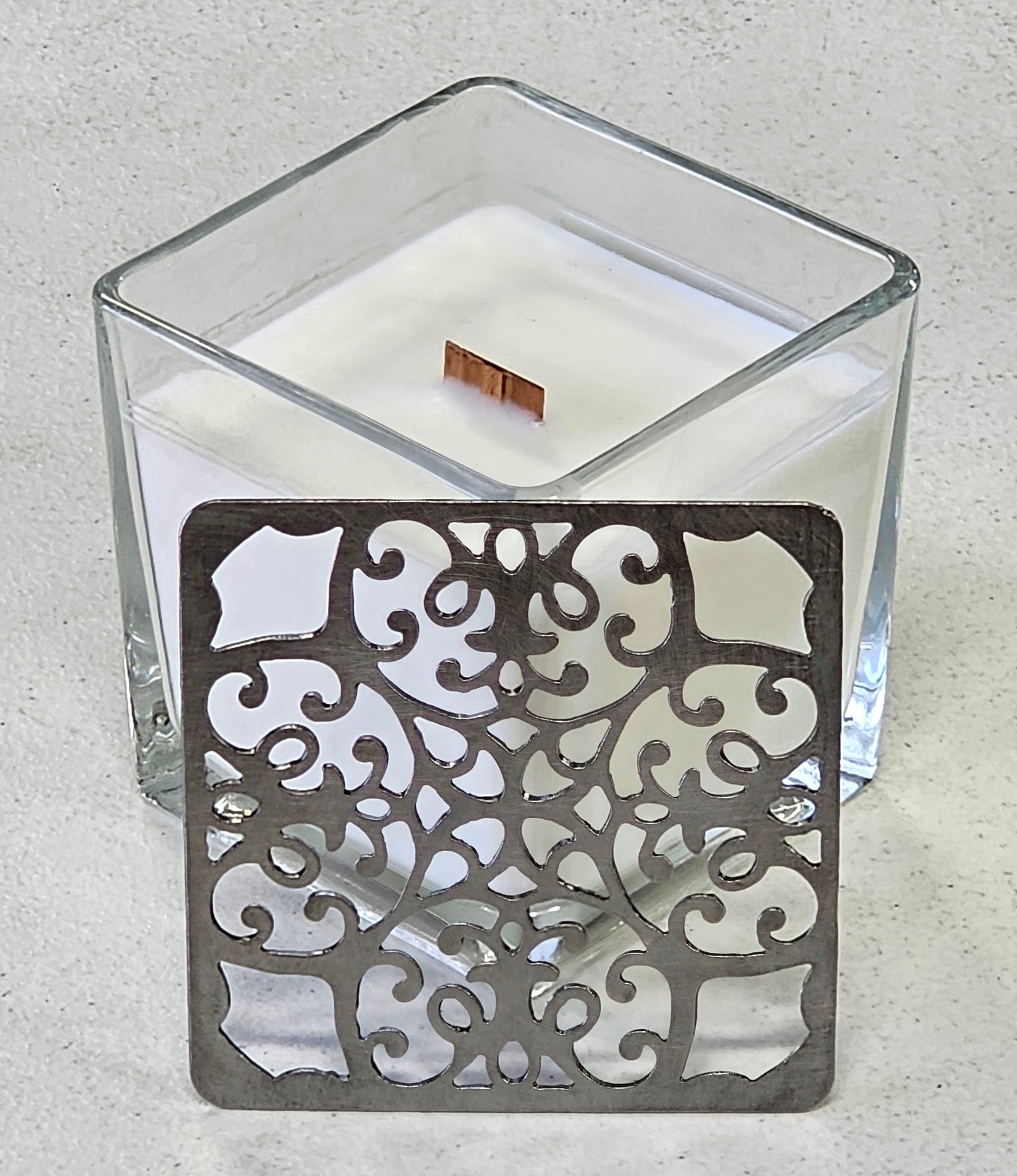 vintage inspired square candle lid gothic floral scrollwork