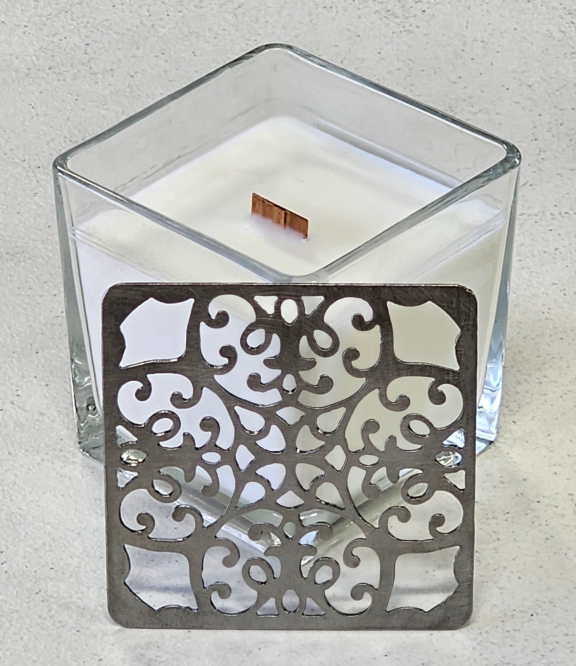 vintage inspired square candle lid gothic floral scrollwork