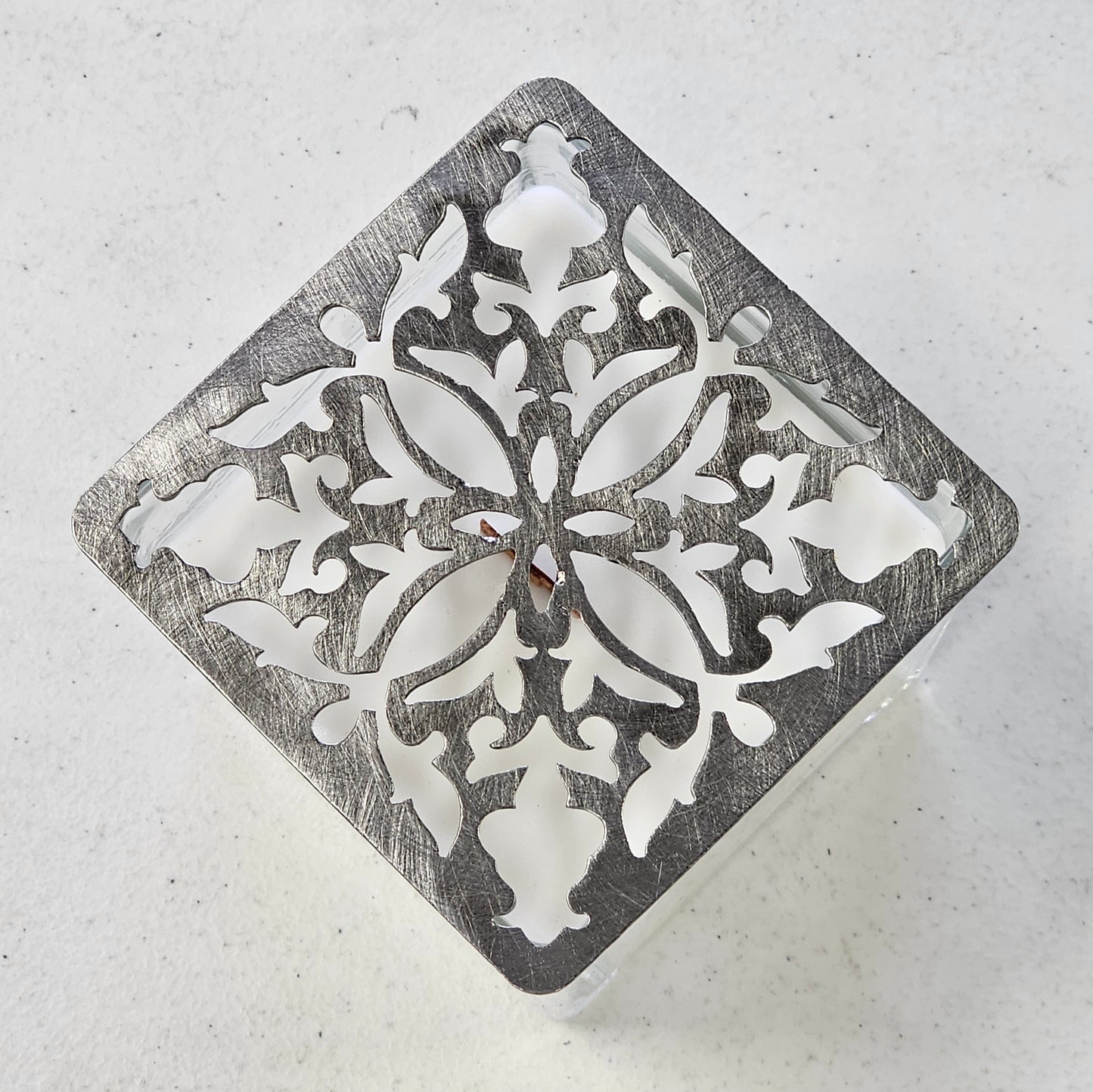 Artisan Arabesque Square Candle Topper - Decorative Metal Filigree Candle Lid for Jar Candles