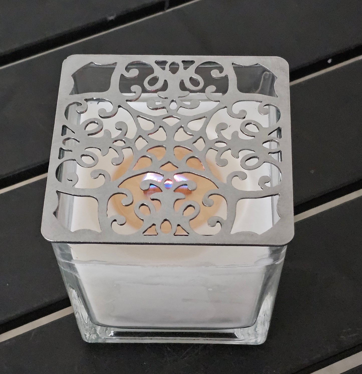 baroque metal candle topper for jar candles