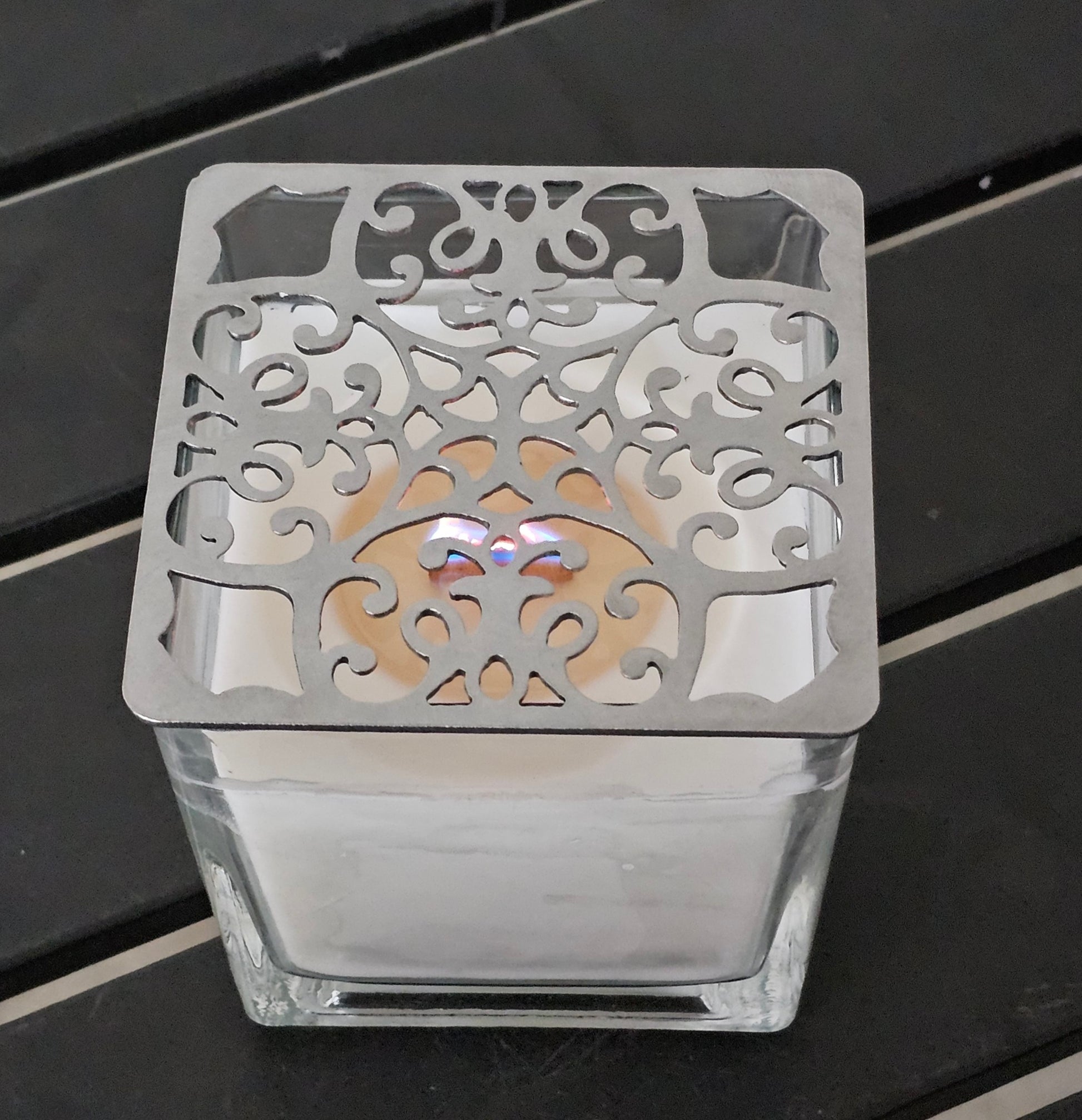 baroque metal candle topper for jar candles