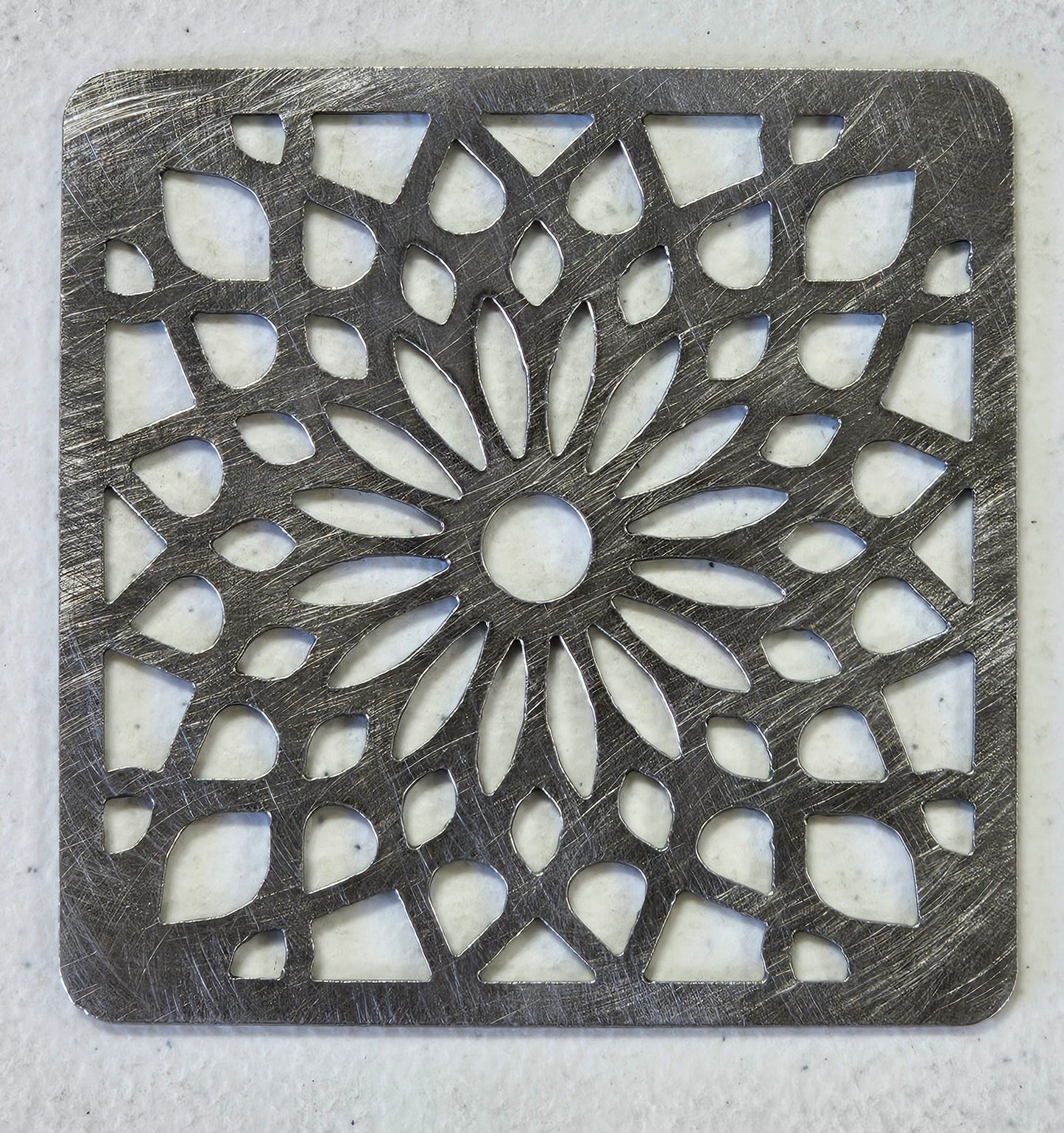 decorative metal candle jar topper square design