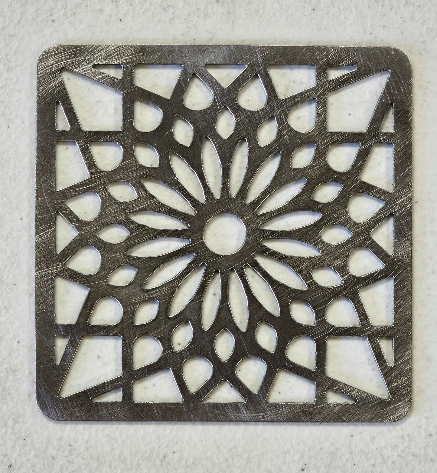 Mosaic Light Square Candle Topper – Decorative Metal Jar Candle Lid to Promote Even Burning