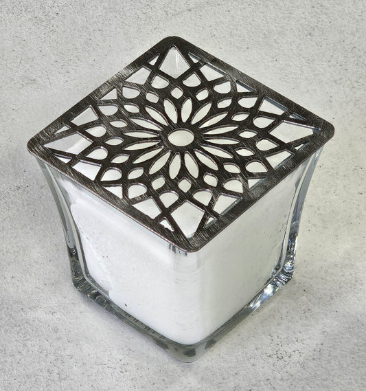 Mosaic Light Square Candle Topper – Decorative Metal Jar Candle Lid to Promote Even Burning