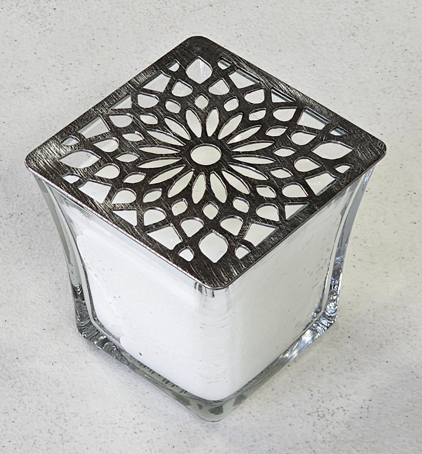 square mosaic crown candle topper metal lattice