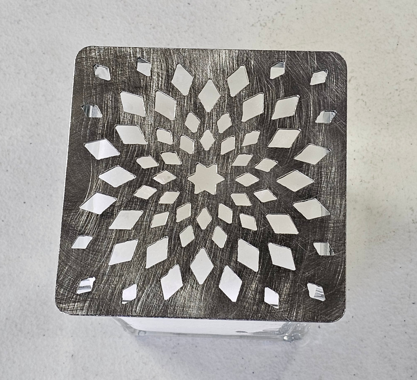 Square Starburst Candle Topper,  Metal Geometric Candle Topper, Handmade Candle Accessory