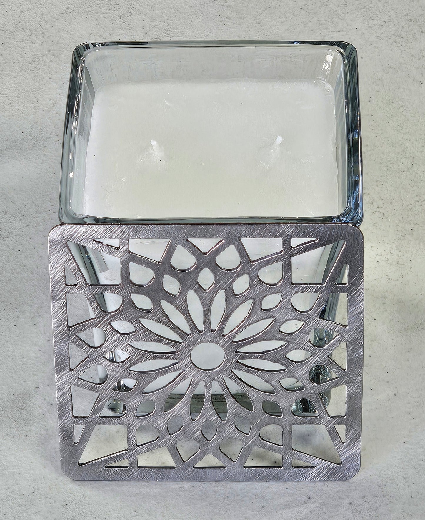 Mosaic Light Square Candle Topper – Decorative Metal Jar Candle Lid to Promote Even Burning
