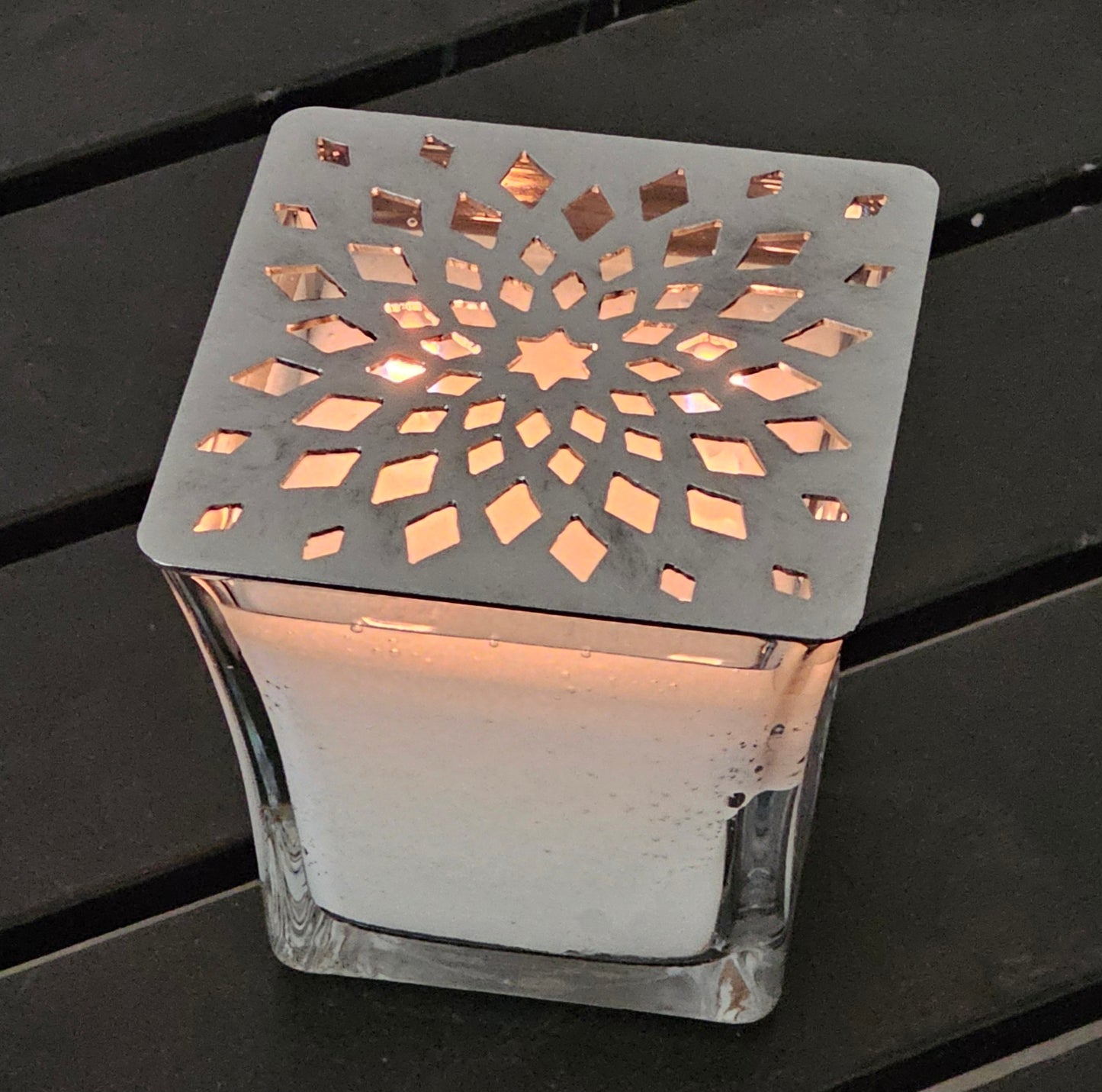 Square Starburst Candle Topper,  Metal Geometric Candle Topper, Handmade Candle Accessory